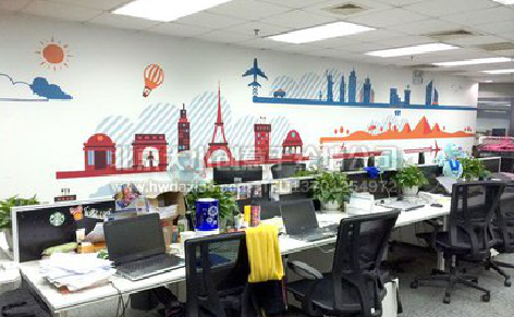 平江教你设计办公室墙绘的方法。